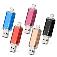 Memoria USB en Oferta, 8GB 16GB 32GB 64GB 128GB, Interfaz Dual Tipo-C y USB 2.0, Unidad Flash 2 en 1 (Negro y Azul)