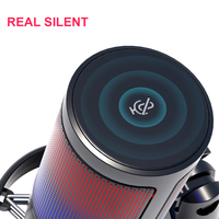 Microphone à condensateur USB sans fil tendance, éclairage RVB, réduction du bruit, design professionnel, bonne qualité sonore, idéal pour les conférences