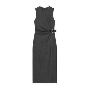 KAR&OT ZA 2025 Nuovo Arrivo Invernale Abito Midi Plissettato a Righe con Collo Tondo <span class=keywords><strong>Senza</strong></span> <span class=keywords><strong>Maniche</strong></span> e Design con Fibbia 8741237 - Product Image 1