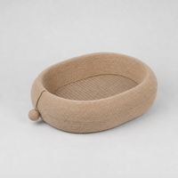 Cama Redonda para Gatos de Corcho y Sisal, Casa Nido Natural para Gatos con Superficie Rascable de Sisal, Mueble Ecológico para Mascotas de Color Beige Claro para Gatos de Interior