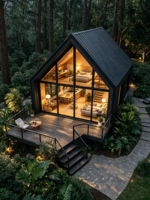 Cabane de glamping Yozon Steel à ossature européenne avec grande façade vitrée, kit de maison préfabriquée modulaire pour Airbnb, villa de luxe, séjour en famille