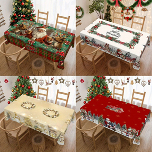 Nappe de Noël personnalisée imprimée, lavable, en polyester, pour table à manger, décoration de la maison pour les fêtes - Product Image 1