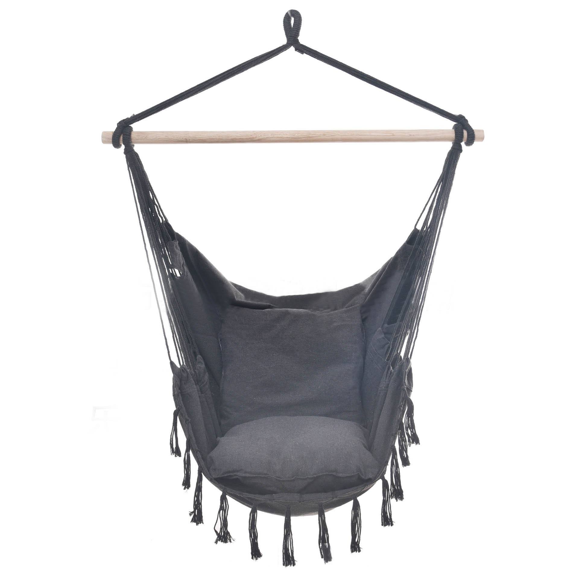 Dark Gray with tassels/pocket/pillow/wood bar