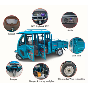 Tricycle électrique en acier 60 volts personnalisé en usine avec cabine fermée, caisse de chargement robuste, puissance supérieure à 1000W, <span class=keywords><strong>4</strong></span> portes, intérieur spacieux, <span class=keywords><strong>4</strong></span> places - Product Image 4
