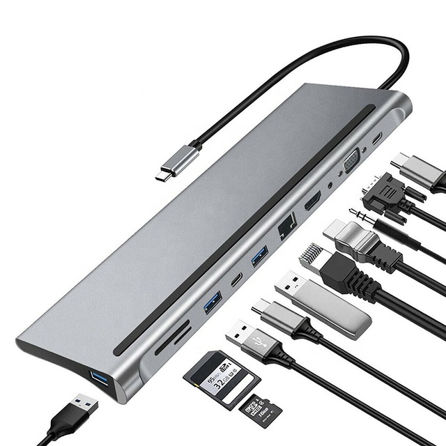 Xput 11 in 1 USB3.1 Type C Docking Station Multiport Hub With HDMI-Compatible Output USB3.0 Gigabit RJ45 Ethernet Adapter for PC