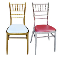 Chaise de salle à manger à structure métallique en fer massif, finition électrolytique titane or argent, avec coussin, pour mariages, restaurants, événements et fêtes