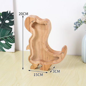 Spendere salvadanaio in legno grande legno trasparente in plastica simpatici dinosauri salvadanaio chiaro risparmio di denaro per i bambini - Product Image 6