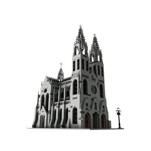 33920 Blocs de construction Scène de rue Cathédrale gothique Ornement de bureau Modèle à assembler Jouet de construction - Product Image 5