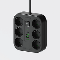 Regleta de Enchufes Pheiyon con 6 Tomas Schuko, 2 Puertos USB, 2 Puertos USB-C, Interruptor Principal, Protección Contra Sobretensiones de 175J, Tipo F CEE 7-3, Multidispositivo