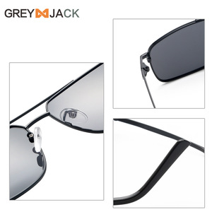 Lunettes de soleil polarisées pour homme Greyjack, monture carrée en métal, verres TAC UV400, style business décontracté, monture complète or et noir - Product Image 4