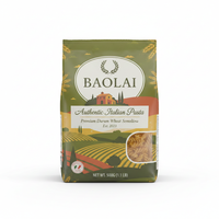 Sac en plastique transparent à soufflet latéral de grande capacité imprimé sur mesure, 500 g, emballage de macaronis, sac à pâtes spaghetti