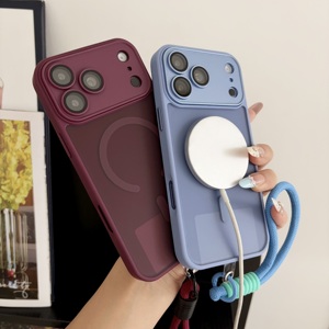 Funda Transparente Simple con Correa de Muñeca Mate Skin Touch para <span class=keywords><strong>iPhone</strong></span> 11 <span class=keywords><strong>12</strong></span> 13 14 15 16 17 18 Pro Max, Carga Inalámbrica, Magnética, Delgada - Product Image 6