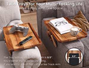 <span class=keywords><strong>Plateau</strong></span> de service en bambou à un niveau de luxe <span class=keywords><strong>Plateau</strong></span> à couverts en bois naturel moderne Laque pour salon Table d'accoudoir en <span class=keywords><strong>PC</strong></span> portable - Product Image 3