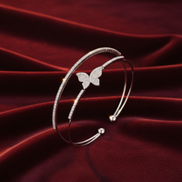Bracelet élégant ethnique plaqué or, bijoux colorés à double couche, papillons en zirconium, bracelets quotidiens pour femmes