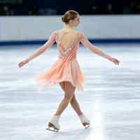 Robe de patinage artistique rose clair pour enfants et adultes, en maille à manches longues, avec strass et découpes florales au dos, pour compétition et spectacle