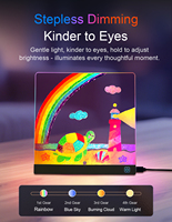 Lampe de Nuit LED 4 Couleurs USB Moderne avec Support Acrylique, Fonction Effaçable, Lampe Créative pour Dessin d'Enfants, Idéale pour Intérieur et Bureau