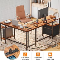 Bureau d'angle ergonomique moderne et minimaliste en forme de L avec tiroir pour le jeu et l'ordinateur, idéal pour la maison - Écologique et peu encombrant