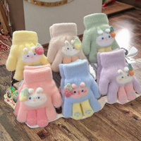 Gants pour bébé en tricot jacquard coloré, chauds et respirants, en coton/spandex, épais, à doigts entiers, motif lapin prune, pour usage quotidien