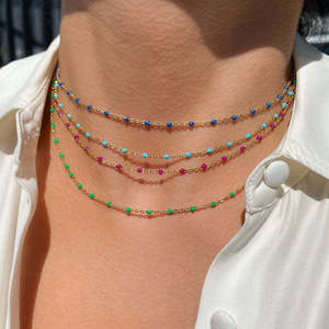 Collana in Acciaio Inossidabile Bohémien con Smalto Colorato ad Alta Fedeltà, Catena Base per Accessori Impilabili, Collana Smaltata di Tendenza per Feste - Product Image 1