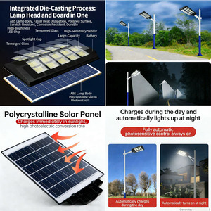โคมไฟถนนพลังงานแสงอาทิตย์ 200w <span class=keywords><strong>300w</strong></span> IP65 กันน้ำกลางแจ้ง พร้อมเซ็นเซอร์อินฟราเรด โคมไฟสวนพลังงานแสงอาทิตย์ โคมไฟพลังงานแสงอาทิตย์ ABS - Product Image 2