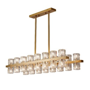 Nordic Style Rectangle <b>LED</b> Crystal Chandelier Gold Body E27 Bulb Base Single Head Living Room Bedroom Pendant <b>Light</b> - Product Image 5