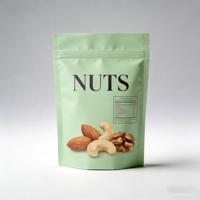 Sachet alimentaire personnalisé en PET, à fond plat, scellable, pour snacks secs et noix, idéal pour l'affichage en magasin
