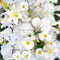 Sunwedding Chemin de table en fleurs artificielles en soie de haute qualité, roses blanches, pour mariage, remise de diplôme, Pâques