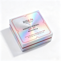 Boîte cadeau rigide holographique personnalisée, emballage de luxe pour ensemble de soins de la peau, boîte cosmétique argentée laser, boîte avec couvercle et base, logo personnalisé