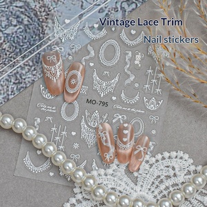 Calcomanías <span class=keywords><strong>para</strong></span> <span class=keywords><strong>Uñas</strong></span> 5D con Relieve, 3 Diseños, Hoja Blanca, Encaje, Flor Estereoscópica, Decoración <span class=keywords><strong>para</strong></span> Manicura DIY - Product Image 2