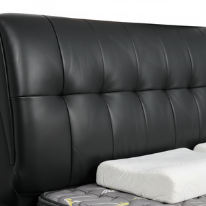 <span class=keywords><strong>Lit</strong></span> rembourré en cuir véritable moderne avec grand espace <span class=keywords><strong>de</strong></span> rangement, tête <span class=keywords><strong>de</strong></span> <span class=keywords><strong>lit</strong></span> ergonomique, cadre robuste et écologique, facile à assembler - Product Image 5