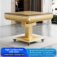 Nouvelle table de mahjong électrique pliable entièrement automatique pour la maison, design écologique, construction en fer et plastique ABS, double usage, pour manger