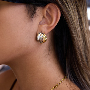 <b>Cuff</b> <b>Earrings</b> 18K Gold Stainless Steel Geometric Design Everyday Wear JDE0306080-PS - Product Image 3