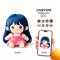 Poupées en coton personnalisées à cheveux longs noirs, belles et élégantes, vente directe d'usine, jouets en peluche personnalisés en tissu doux