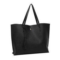 Sac fourre-tout d'été en PU pour femme, style coréen, avec pompons, grande capacité
