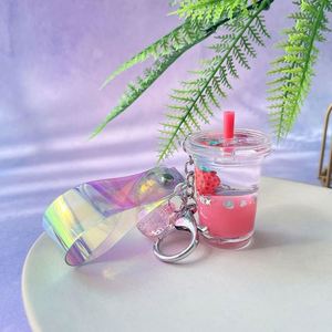 Factory Wholesale <b>Cute</b> Unicorn Bottle Keyholder Floating Keychain with Milk Tea Liquid Made of Zinc Alloy Plastic for <b>Keyring</b> - Product Image 4