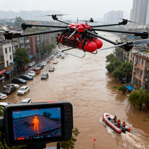 NJ-MAS-FX1 Dron Aéreo con Cable para Bomberos, Sin Escobillas, Carga Útil de 100 kg, Cobertura de 200 m para Edificios de Gran Altura Mediante Alimentación por Tierra - Product Image 1