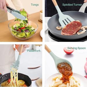 ชุดอุปกรณ์ครัวซิลิโคนด้ามไม้พร้อมโลโก้สั่งทำพิเศษ ทนความร้อน - Product Image 5