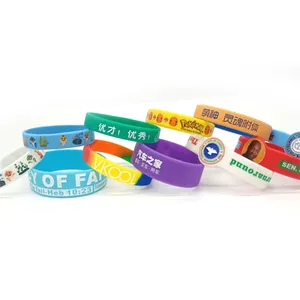 Fábrica Personalizado Design reflexivo pulseira colorida Esportes Personalizado Logotipo Personalizado Borracha Silicone Pulseiras