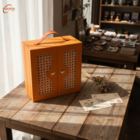 Boîte en carton rigide personnalisée à double porte magnétique, auto-érectible, portable, écologique, avec poignée métallique creuse, pour emballage