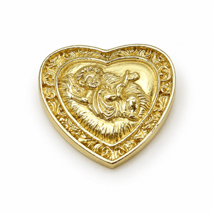Broche vintage en relief Cœur de Jésus Bébé, insigne religieux catholique, idéal pour Noël et les cadeaux de baptême - Product Image 2