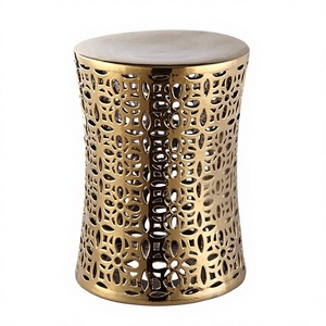 Modern Gold Aluminium Ottoman Cutout Design Handmade Durable Living Room Furniture - Product Image 1
