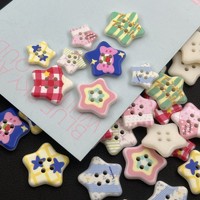 Kancing Dekoratif Motif Bintang 4 Lubang yang Lucu, Aksesoris Jahit DIY untuk Kardigan, Kaus Kaki, Topi, Sepatu Anak, Ornamen Kerajinan