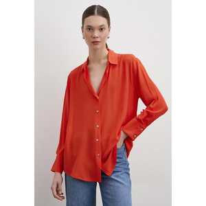 Camisa de Viscosa Naranja para Mujer, con Botones, Estilo Casual para el Día a Día, Blusa de Chifón - Product Image 6