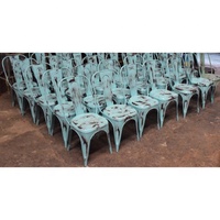 Chaise de salle à manger vintage industrielle en métal turquoise, finition vieillie, convertible, extensible, réglable, pliable, pour appartement