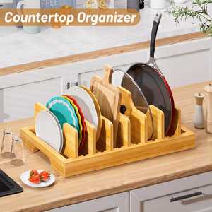 <span class=keywords><strong>Organisateur</strong></span> de casseroles et poêles moderne en bambou sur pied, 7 séparateurs réglables, pour armoire de cuisine, comptoir, <span class=keywords><strong>tiroir</strong></span>, étagère carrée pour aliments - Product Image 3