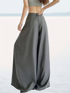 Moda personalizzata nuova comoda maglia Casual in cotone e <span class=keywords><strong>lino</strong></span> <span class=keywords><strong>grigio</strong></span> con cerniera laterale da donna di grandi dimensioni - Product Image 4