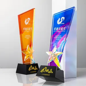 Nuevo Trofeo <span class=keywords><strong>Estrella</strong></span> Colorido Personalizado para Negocios y Premios, Trofeo de Cristal Moderno de Alta Gama con Grabado Láser Impreso a Color - Product Image 2