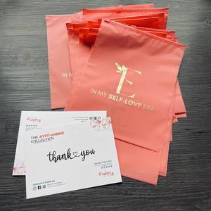 Pink Printed Gold Ziplock <b>Bags</b> Custom Branded Packaging for Beauty & Lifestyle & Cosmetics & Self-Care Products - Product Image 4