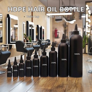 Flacons d'huile capillaire en plastique PET et PP blancs et noirs de 30 ml et 50 ml, avec applicateur à vis anti-fuite en HDPE, pour la croissance des cheveux et l'utilisation en salon - Product Image 1
