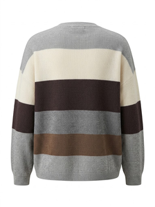 Suéter de Punto para Mujer, Corte Holgado, Antiarrugas, Grueso, a Rayas, Manga Larga (Otoño, Silueta Moderna y Relajada, Versátil) - Product Image 3
